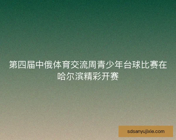 第四届中俄体育交流周青少年台球比赛在哈尔滨精彩开赛