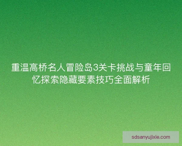 重温高桥名人冒险岛3关卡挑战与童年回忆探索隐藏要素技巧全面解析